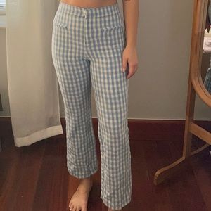 ZARA gingham blue and white trousers